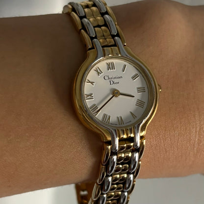 Dior 1990s Round Two Tone Watch