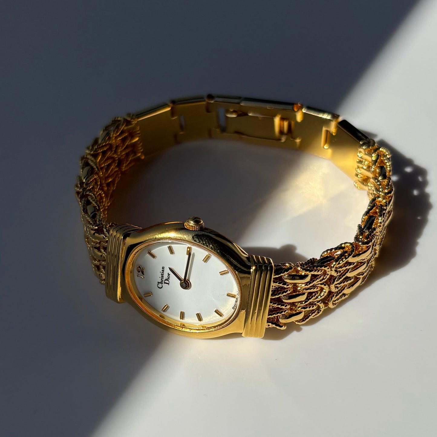 Dior 1990s Oval Dial Gold Plated Watch