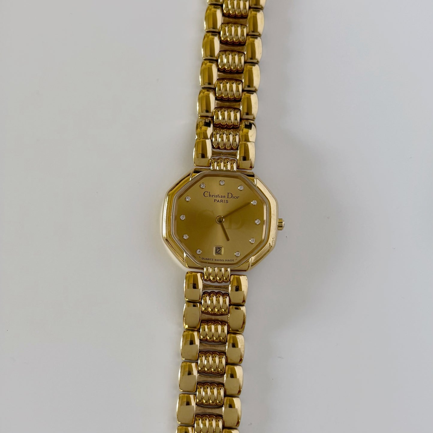 Dior 1990s Octagon Gold Plated Watch