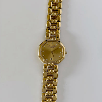 Dior 1990s Octagon Gold Plated Watch