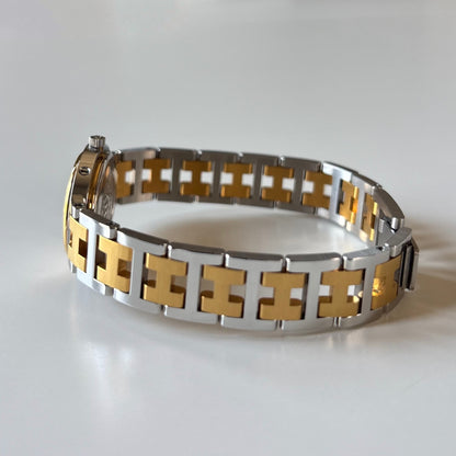 Hermes 1990s Clipper Round Dial Two Tone Gold Plated Watch