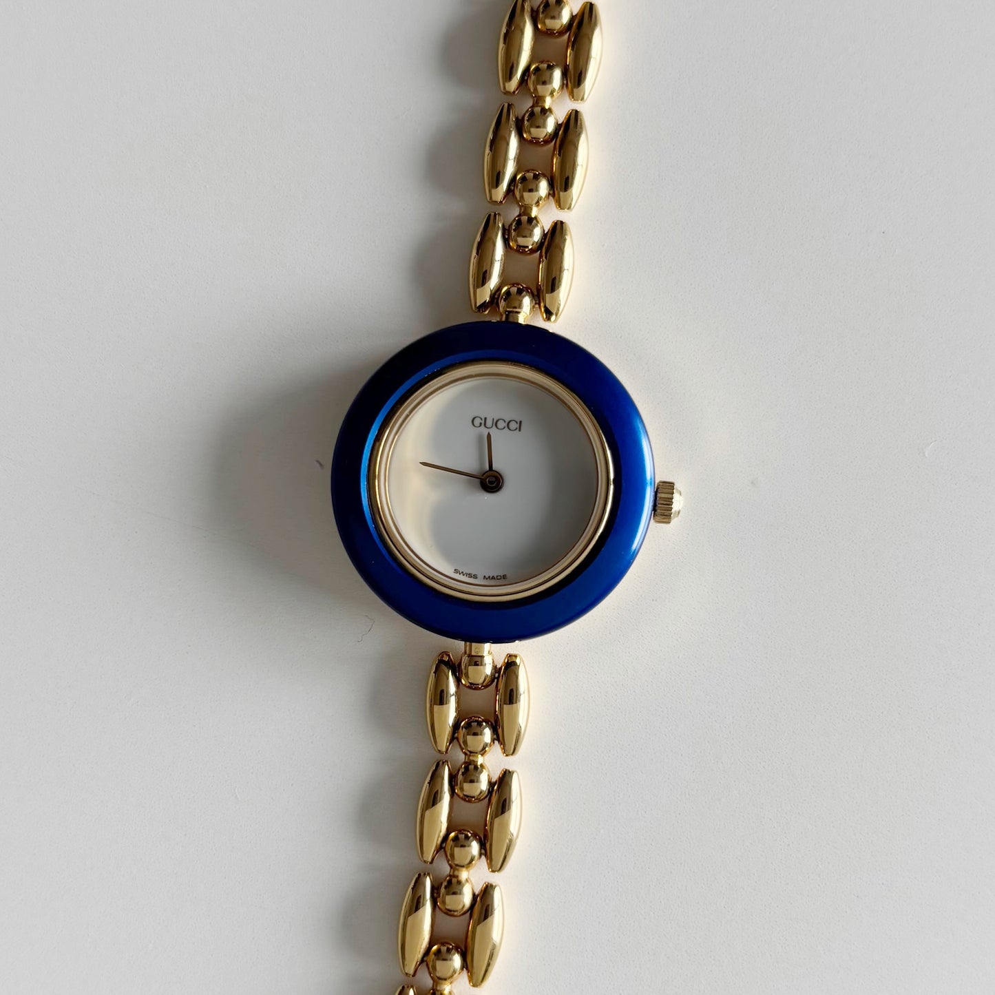 Gucci 1990s Interchangeable Bezel Gold Plated Watch with 6 bezels, case (162mm)