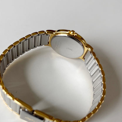 Yves Saint Laurent 1990s Round Dial Two Tone Gold Plated Watch