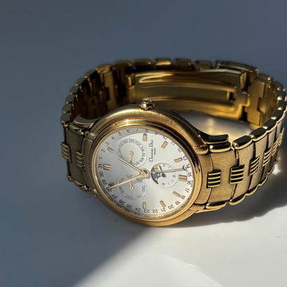 Dior 1990s Moon Phase Triple Calendar Gold Plated Watch