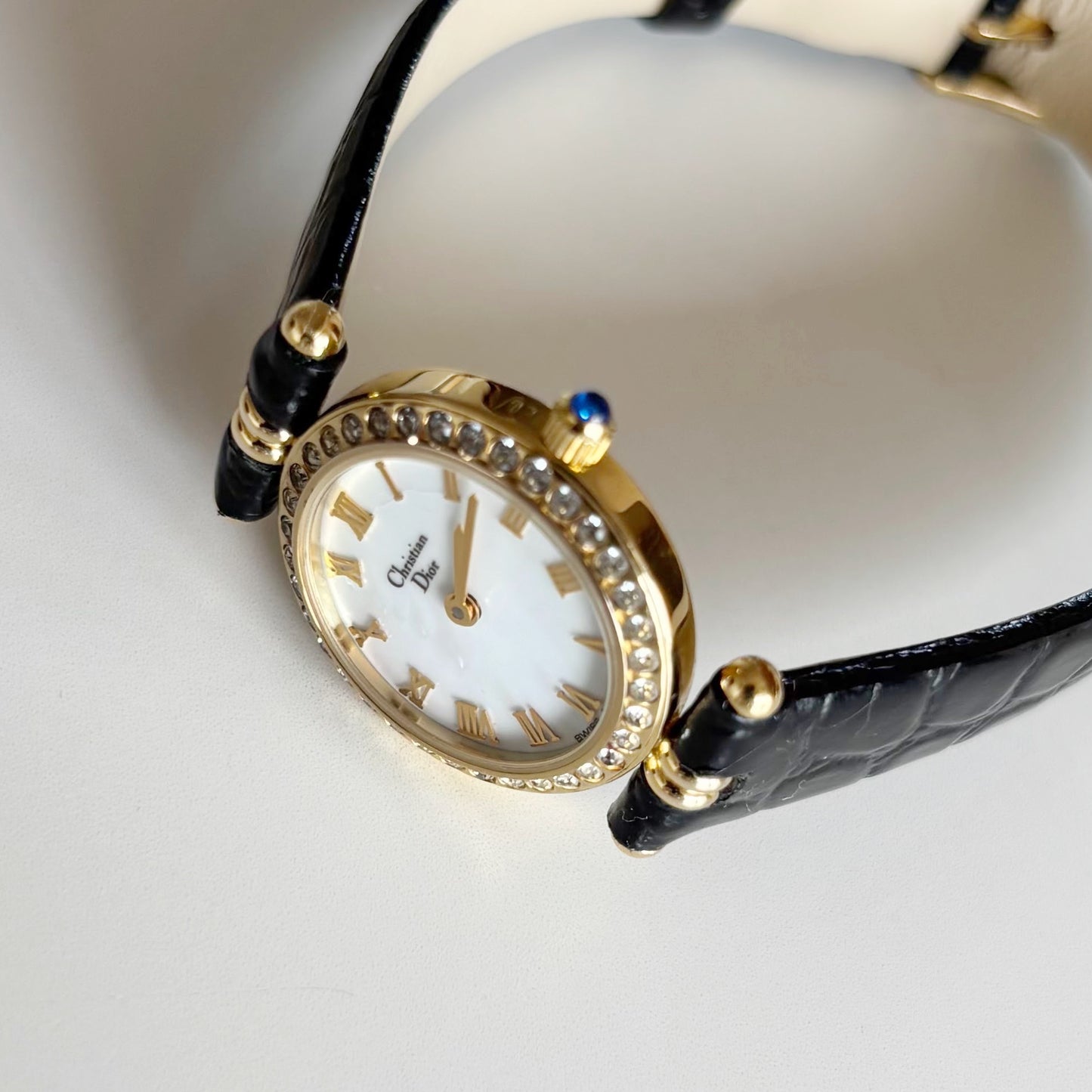 Dior 1990s Seashell Dial Gold Plated Watch