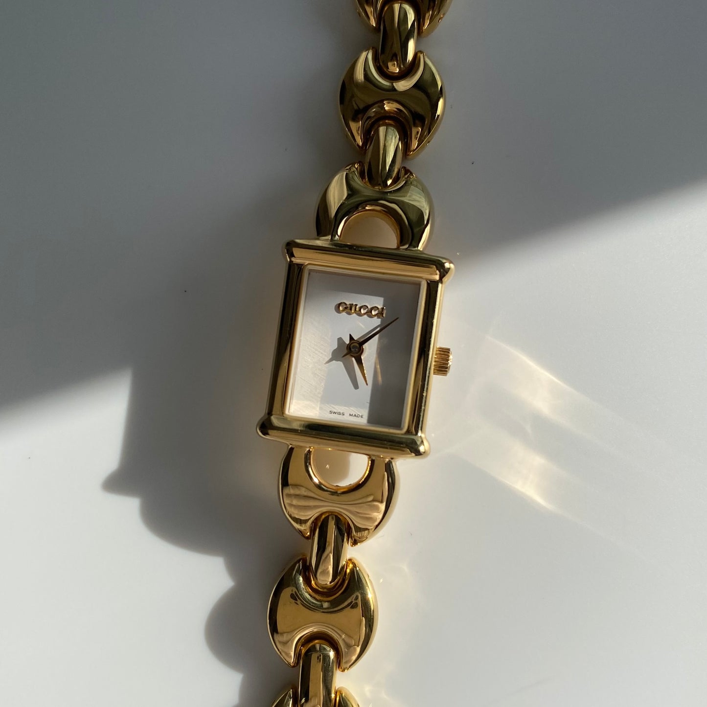 Gucci 1990s Interchangeable Belt Gold Plated Watch with 3 straps, case