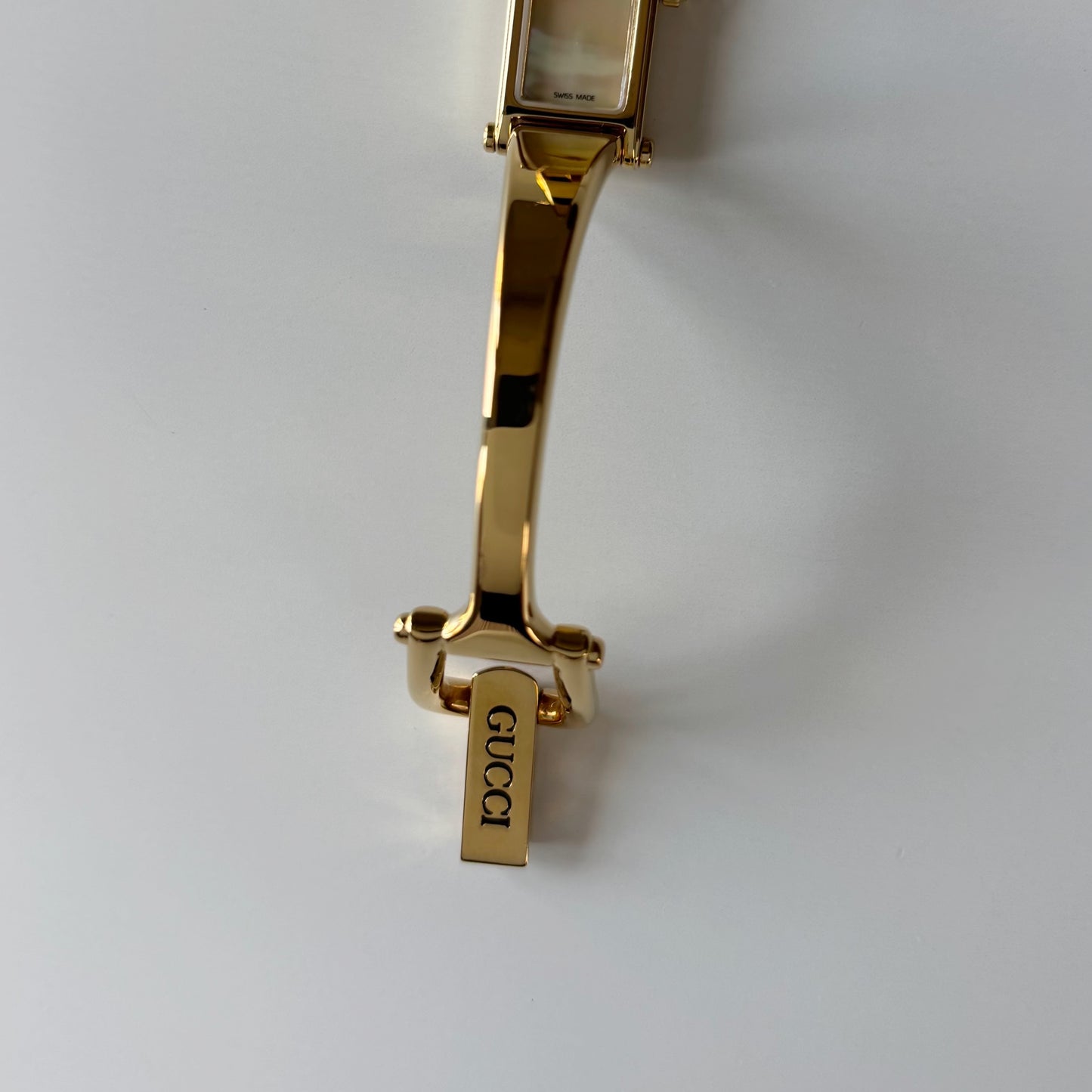Gucci 1990s Seashell Dial Gold Plated Bangle Watch
