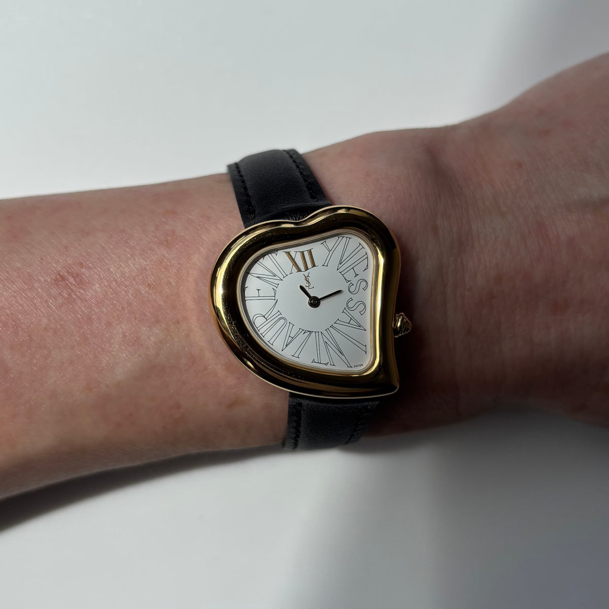 Yves Saint Laurent 1990s Heart Shaped Gold Plated Watch