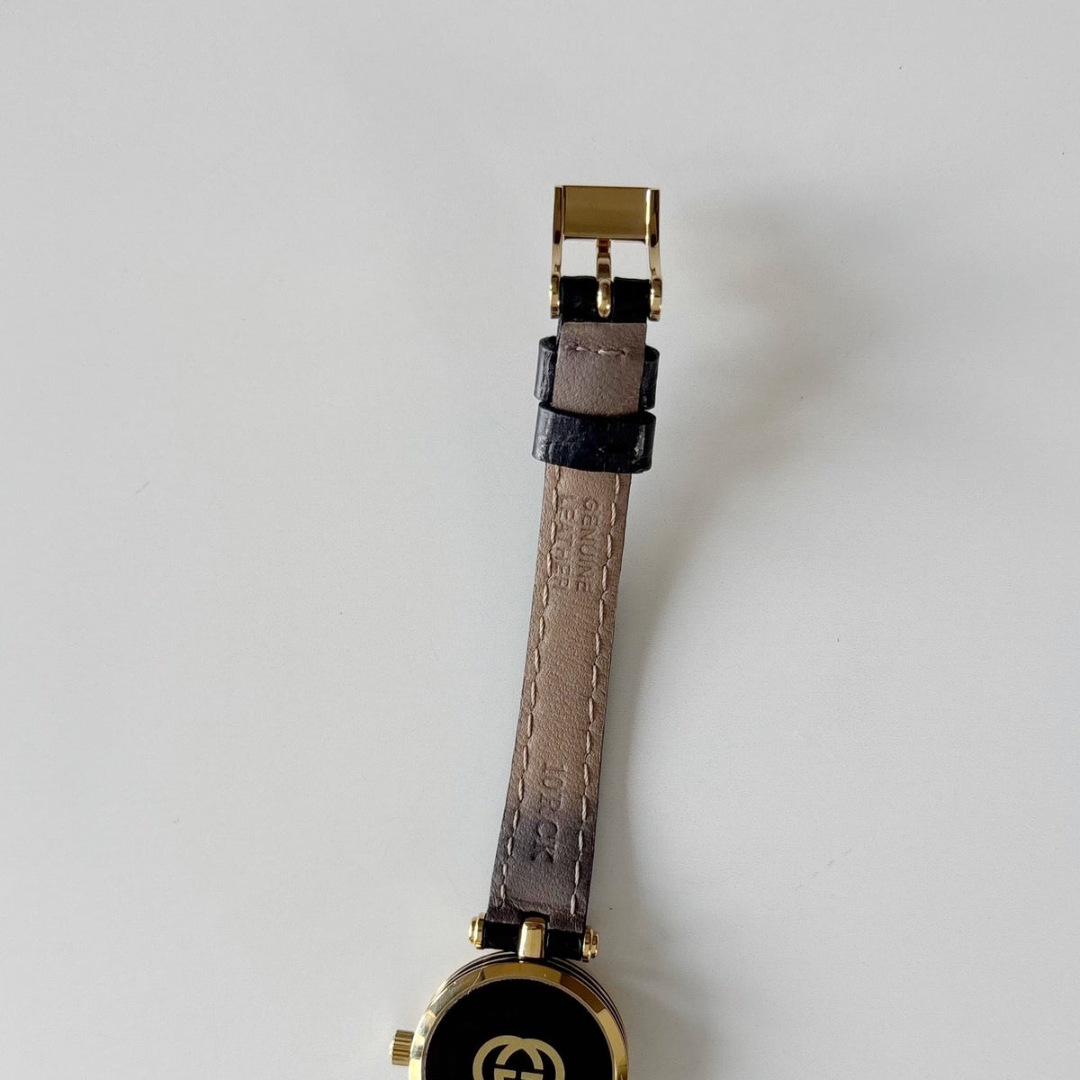 Gucci 1980s Black Dial Round Gold-Plated Watch