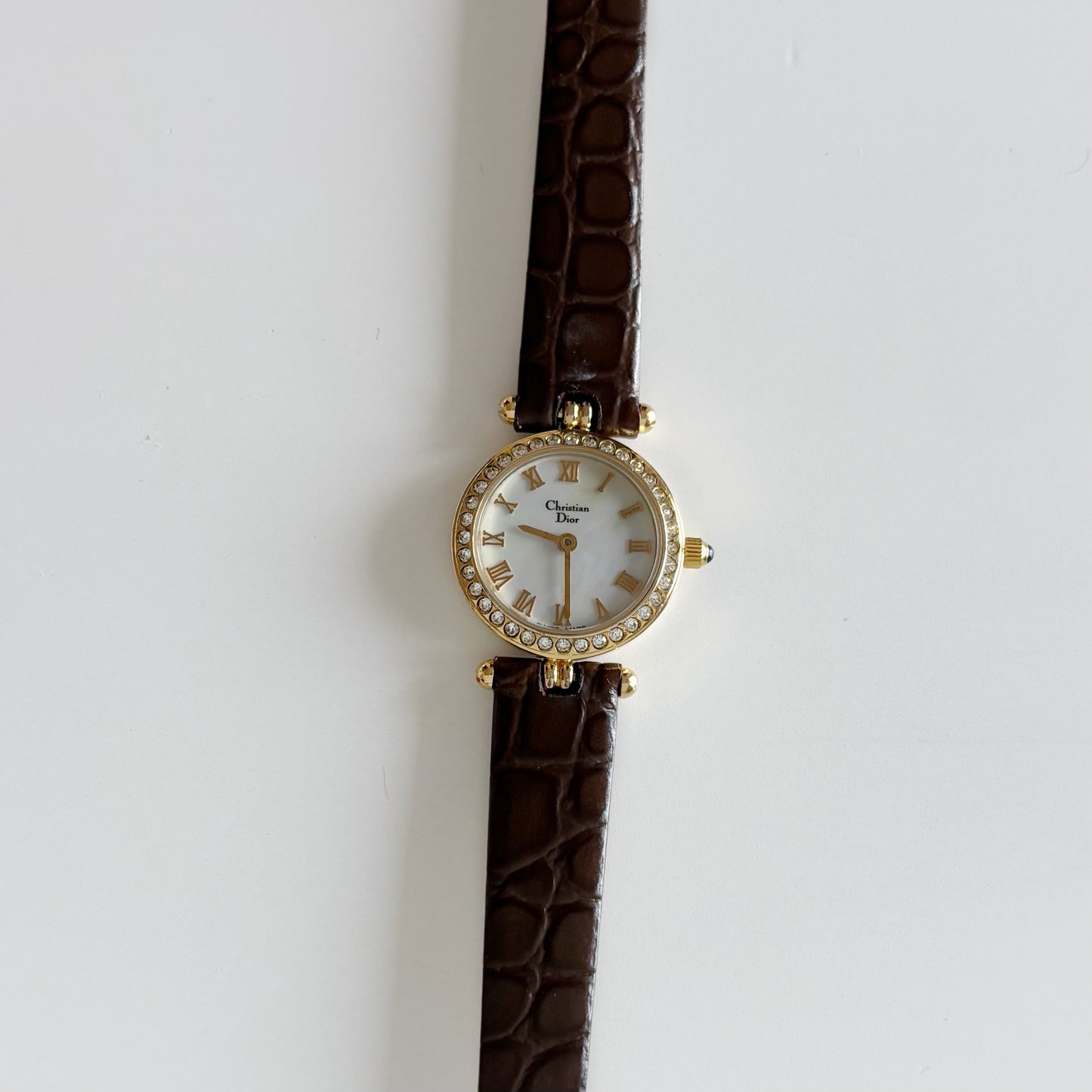 Dior 1990s Seashell Round Dial Gold Plated Watch