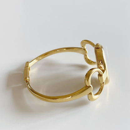 Gucci 1990s Black Dial Gold Plated Bangle Watch
