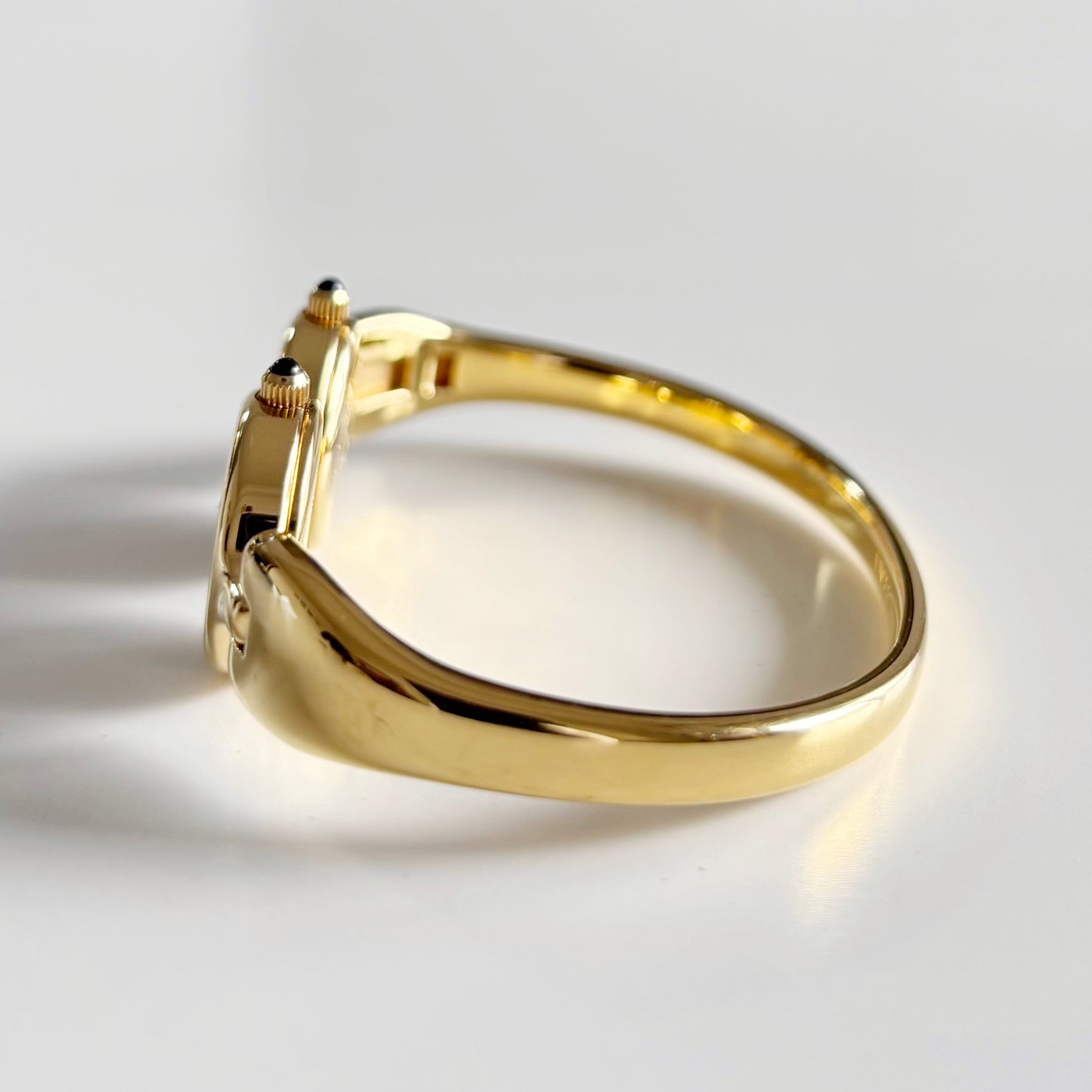 Fendi 1990s Seashell Dial Two Time Zone Gold Plated Bangle Watch