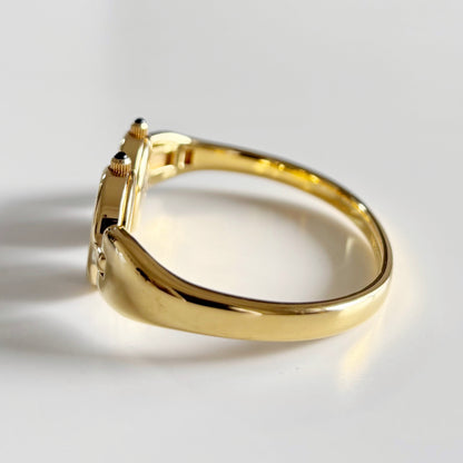 Fendi 1990s Seashell Dial Two Time Zone Gold Plated Bangle Watch