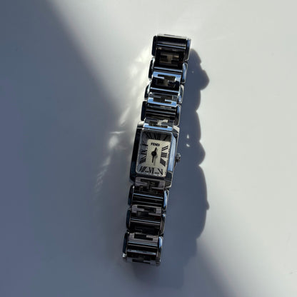 Fendi 1990s Seashell Dial Tank Stainless steel Watch