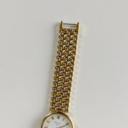 Dior 1990s Seashell Dial Round Dial Gold Plated Watch (Large)
