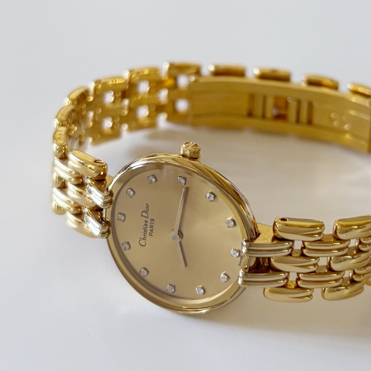 Dior 1990s Bagheera Gold Plated Round Watch