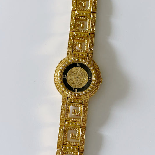 Gianni Versace Signature 1990s 18K Gold Plated Watch