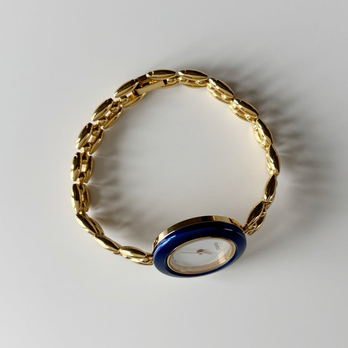 Gucci 1990s Interchangeable Bezel Gold Plated Rice Chain Watch with 6 bezels, case (160mm)