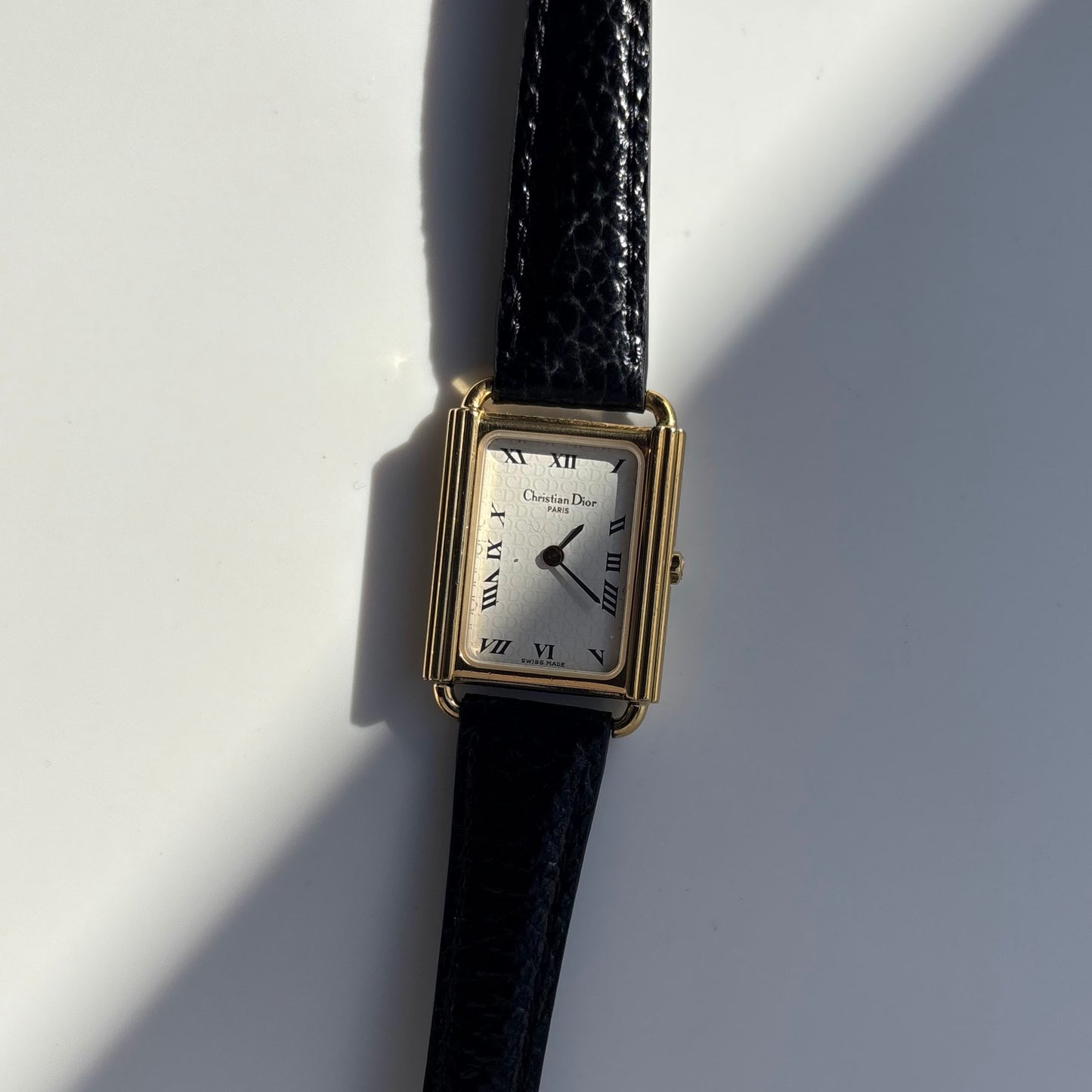 Dior 1990s Tank CD Logo Gold Plated Watch