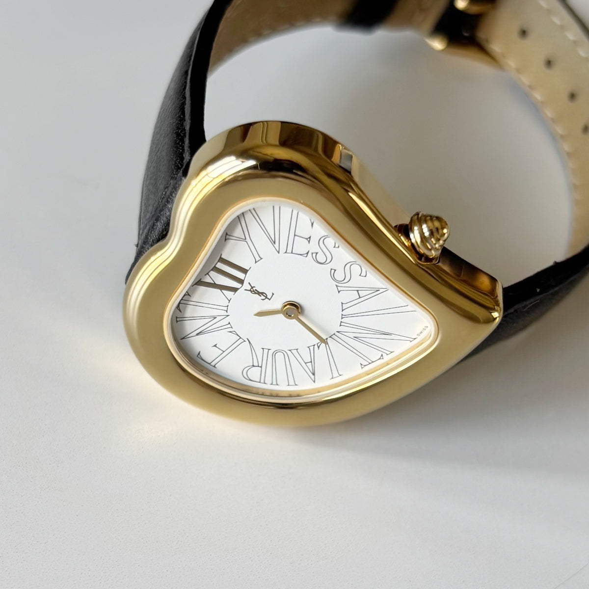 Yves Saint Laurent 1990s Heart Shaped Dial Gold Plated Watch