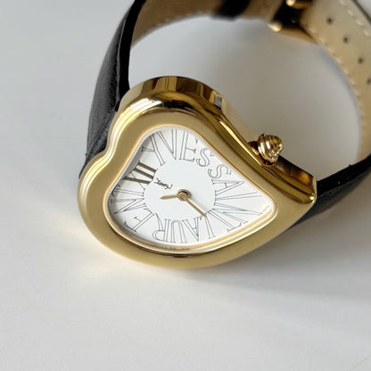 Yves Saint Laurent 1990s Heart Shaped Dial Gold Plated Watch