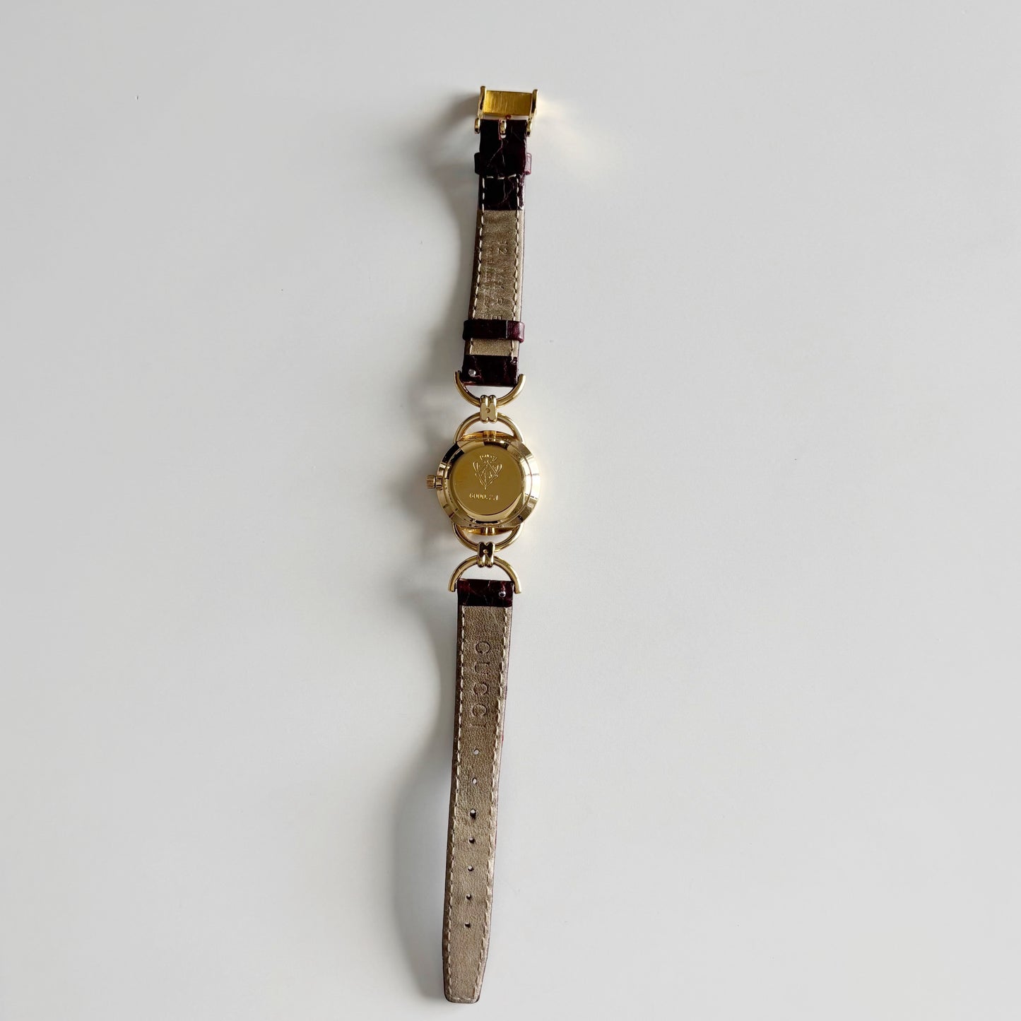 Gucci 1990s Seashell Dial Gold Plated Horsebit Watch