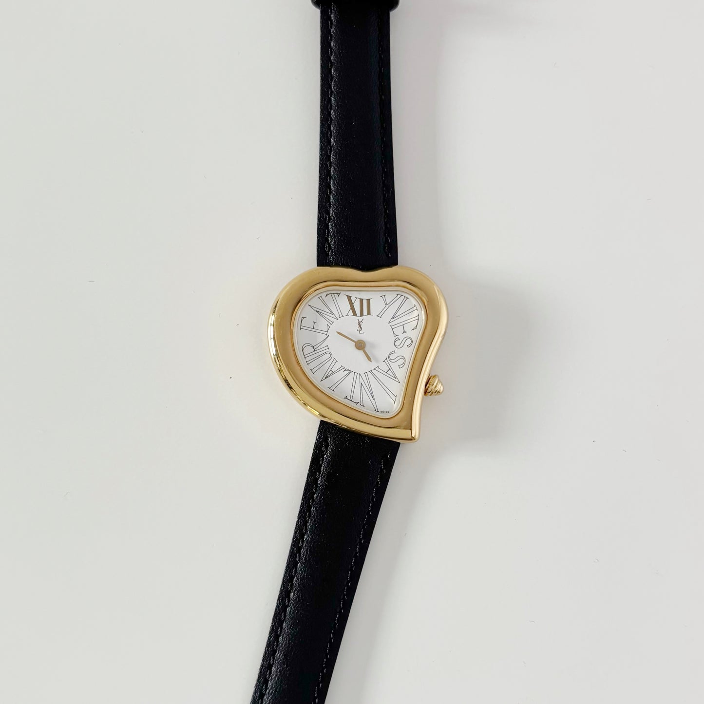 Yves Saint Laurent 1990s Heart Shaped Dial Gold Plated Watch
