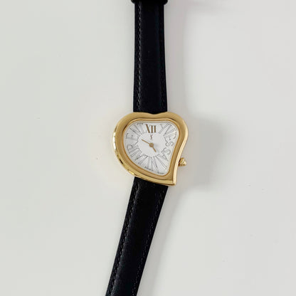 Yves Saint Laurent 1990s Heart Shaped Dial Gold Plated Watch