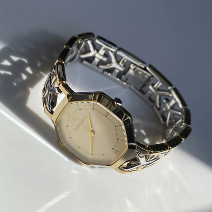 Yves Saint Laurent 1990s Octagon Two Tone Watch