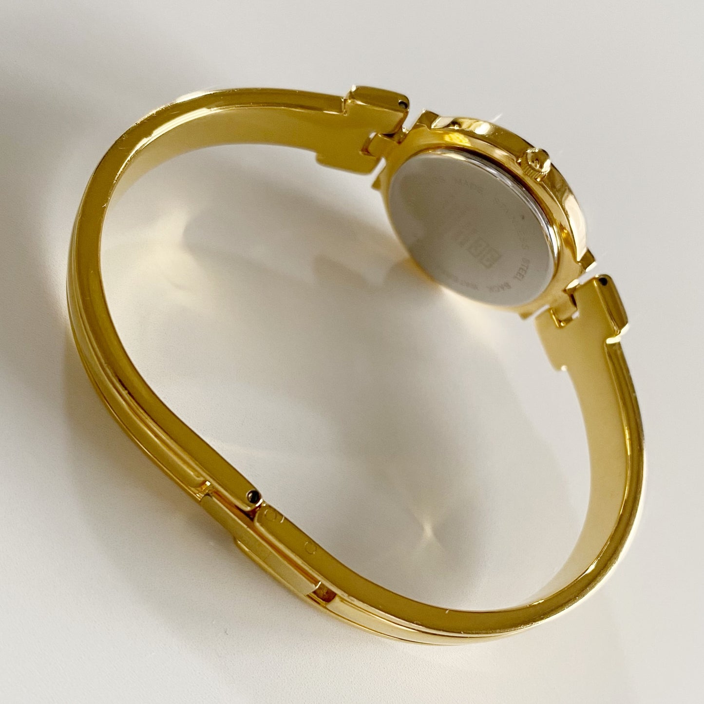 Givenchy 1990s Black Dial Gold Plated Bangle Watch