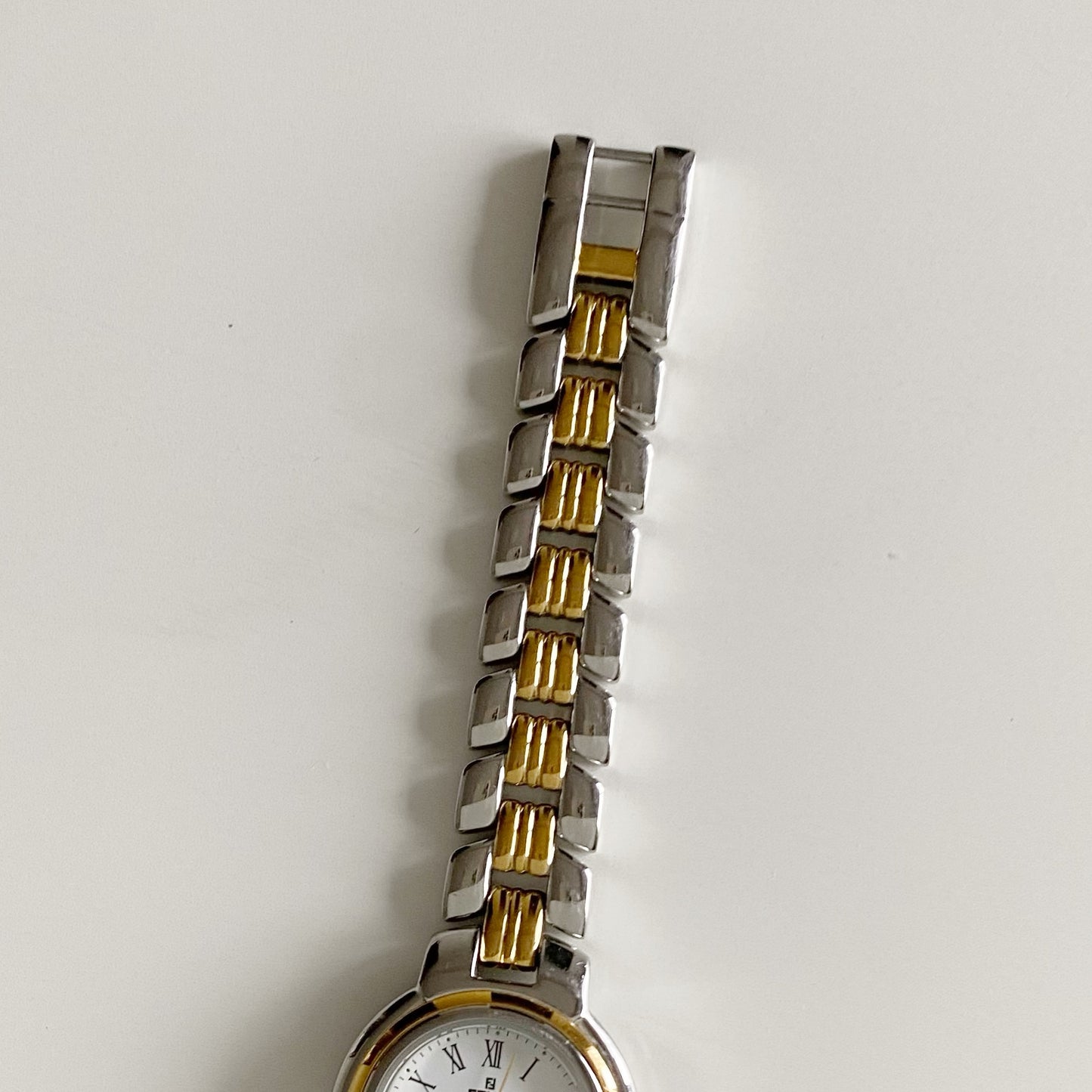 Fendi 1990s Date Round Dial Two Tone Watch