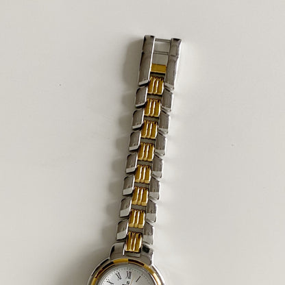 Fendi 1990s Date Round Dial Two Tone Watch