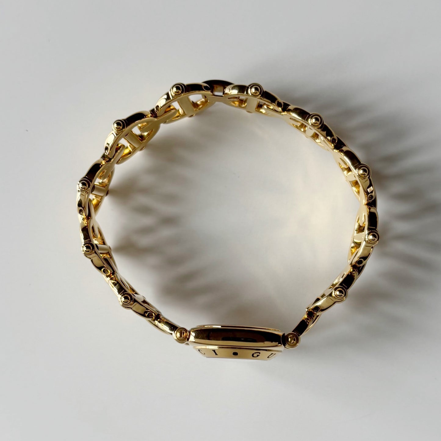Gucci 1990s Seashell Dial Horsebit Gold Plated Watch