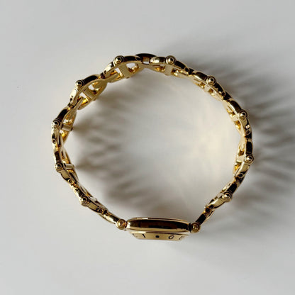 Gucci 1990s Seashell Dial Horsebit Gold Plated Watch