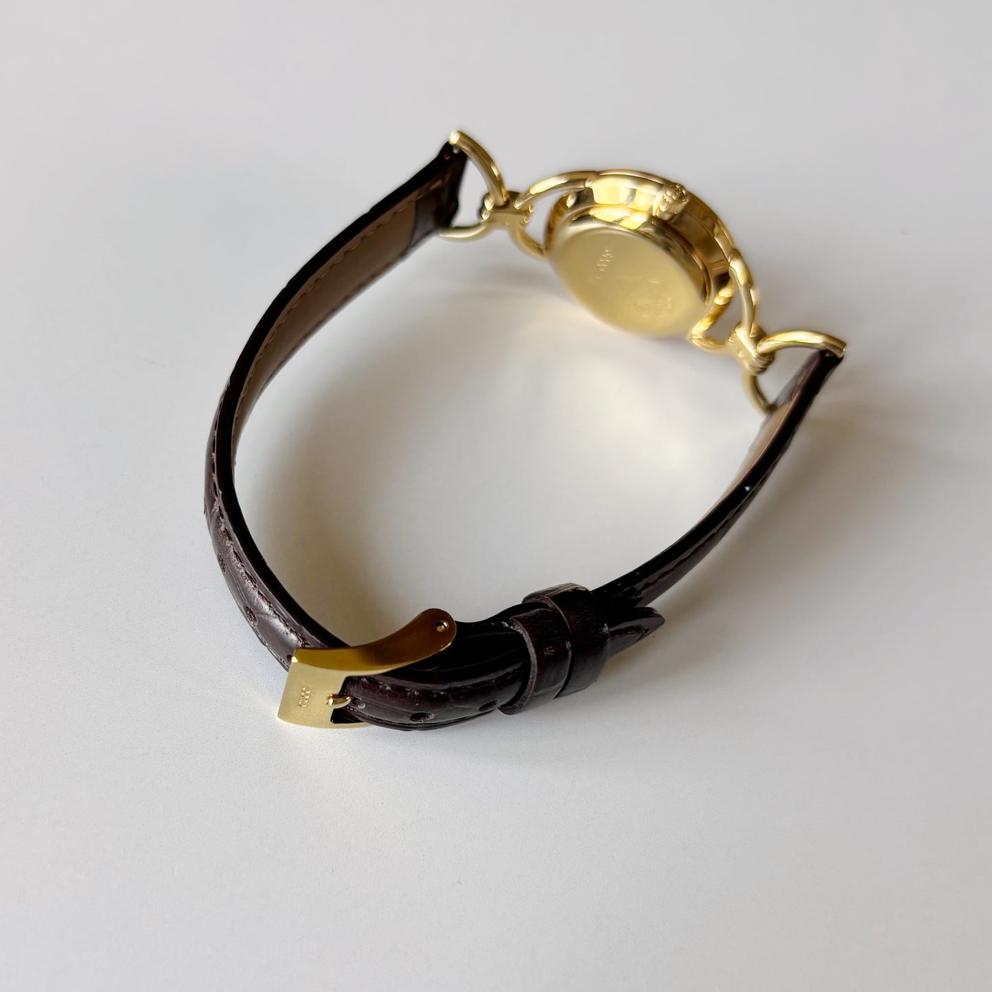 Gucci 1990s Seashell Dial Horsebit Gold Plated Watch