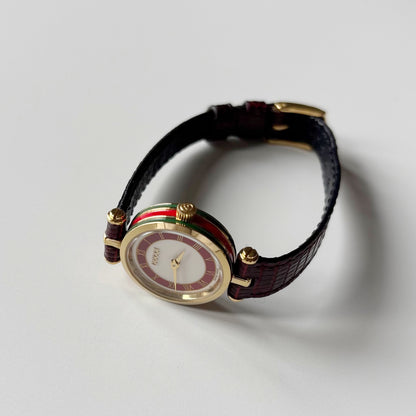 Gucci 1990s Round Dial Red Gold Plated Watch