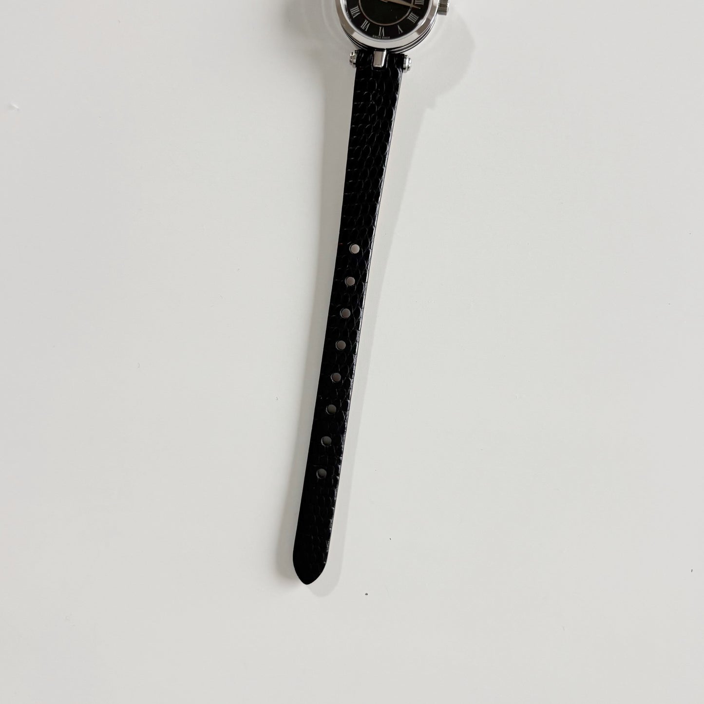 Gucci 1990s Black Round Dial Silver Watch