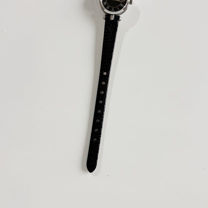 Gucci 1990s Black Round Dial Silver Watch