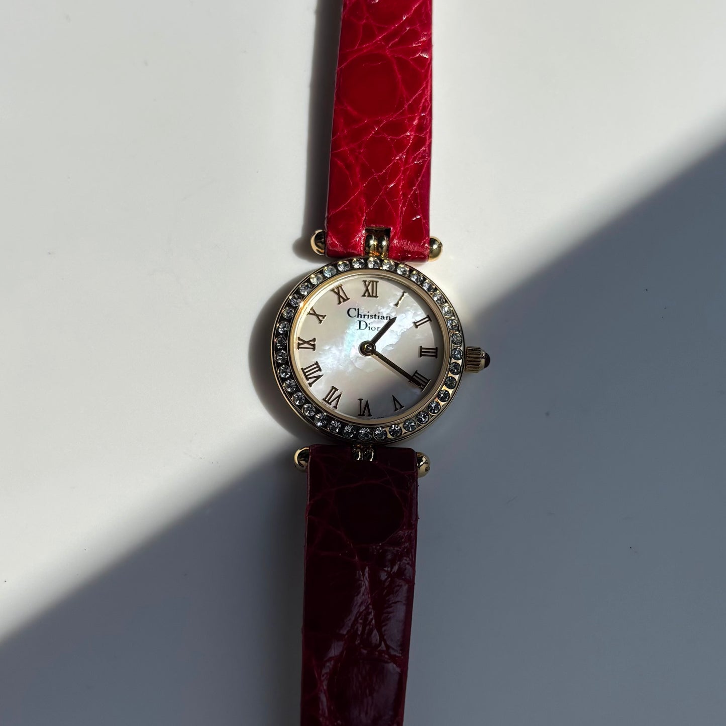 Dior 1990s Seashell Dial Round Dial Gold Plated Watch