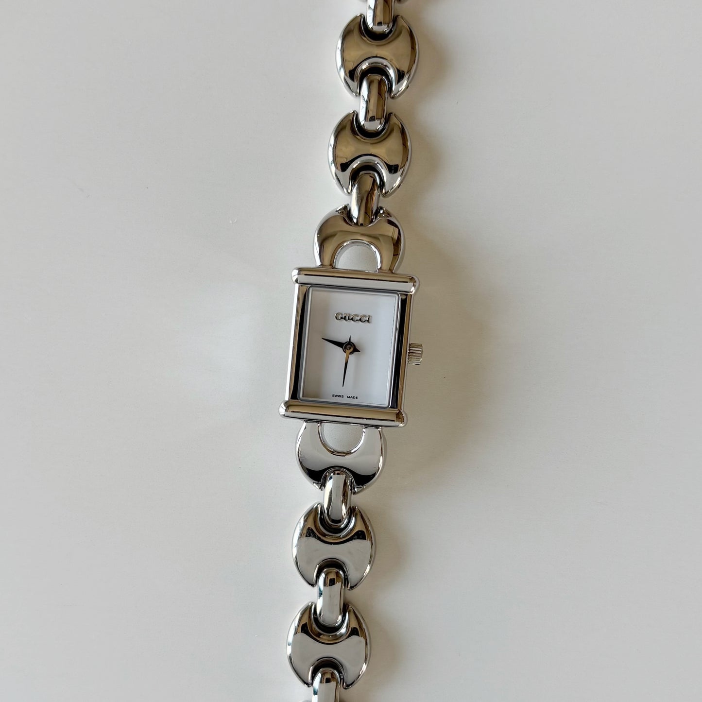 Gucci 1990s Interchangeable Strap Silver Watch with 3 straps, case