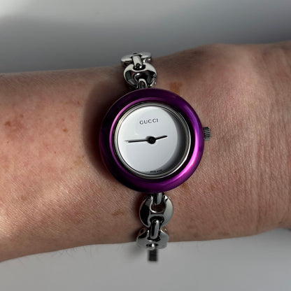 Gucci 1990s Interchangeable Bezel Stainless steel Silver Watch with 6 bezels, case (167mm)