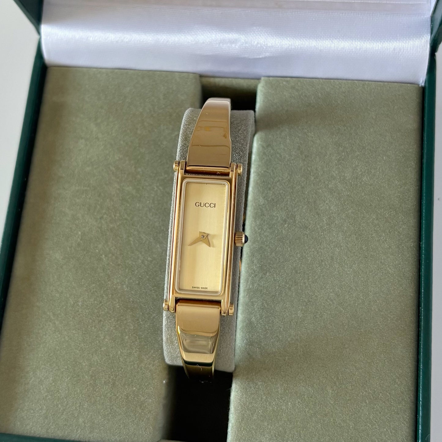 Gucci 1990s Gold Dial Gold Plated Bangle Watch