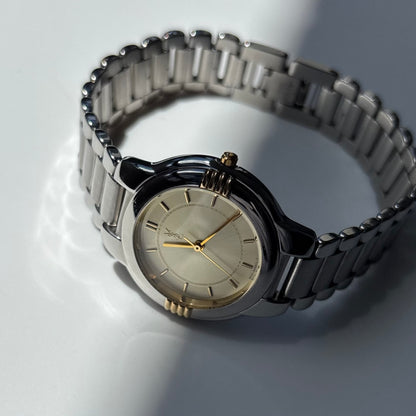 Yves Saint Laurent 1990s Round Dial Two-Tone Gold-Plated Watch (Large)