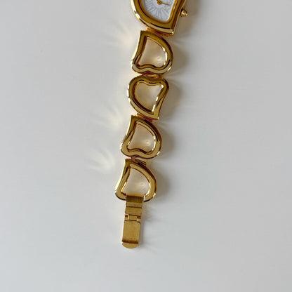 Yves Saint Laurent 1990s Heart  Dial Band Gold Plated Watch