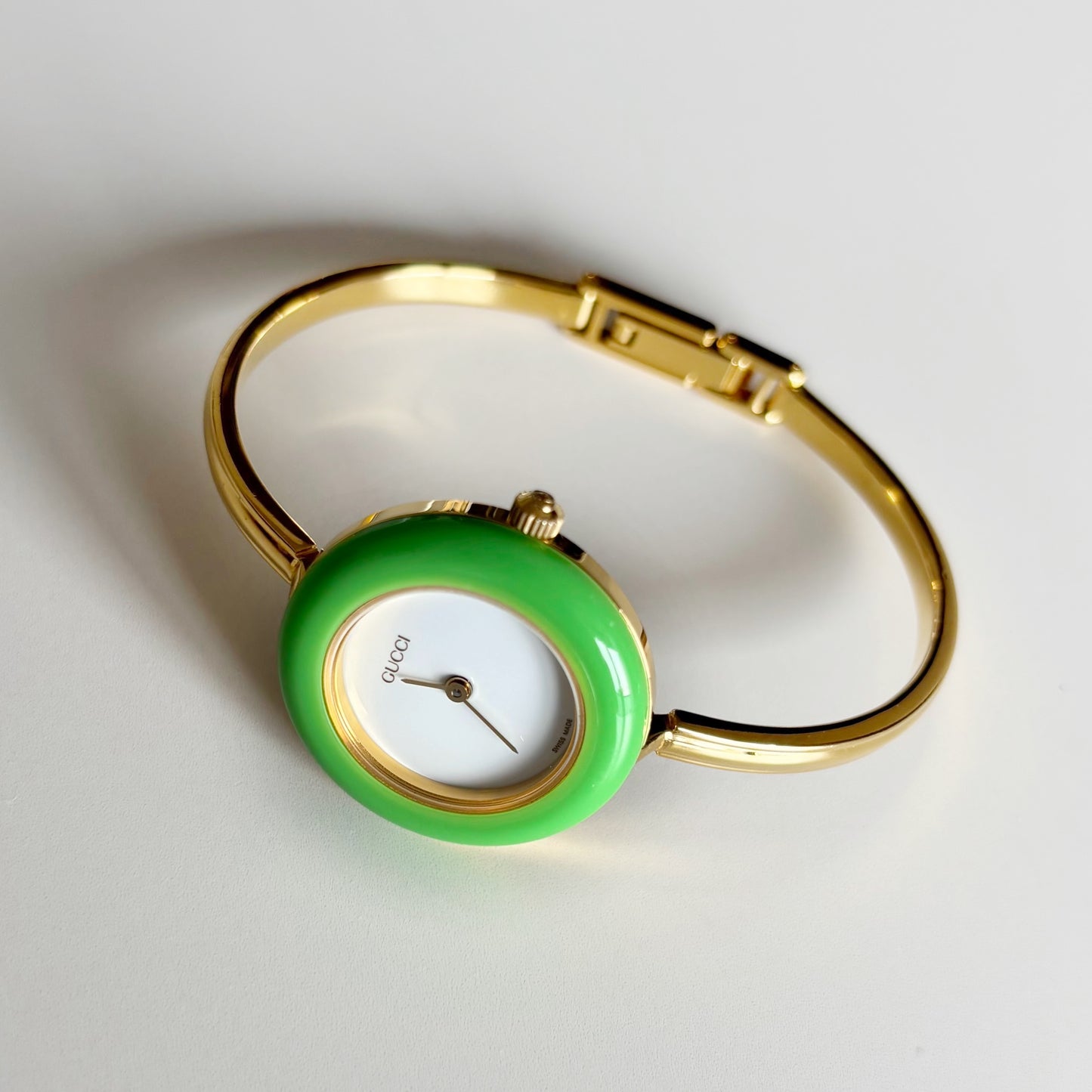 Gucci 1990s Interchangeable Bezel Gold Plated Watch with 12 bezels, case