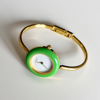 Gucci 1990s Interchangeable Bezel Gold Plated Watch with 12 bezels, case