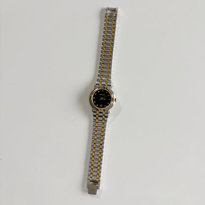 Gucci 1990s Black Dial Gold Plated Two Tone Watch