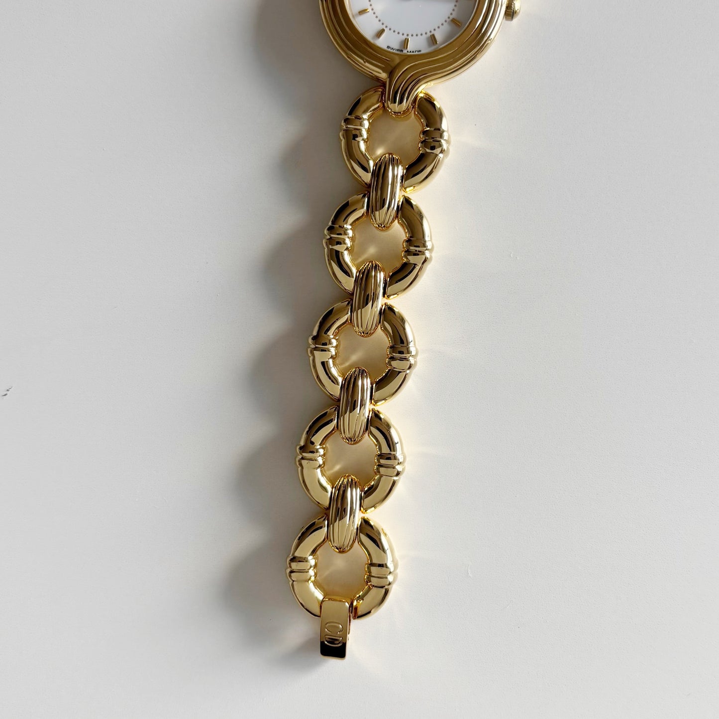 Dior 1990s Round Dial Gold Plated Watch