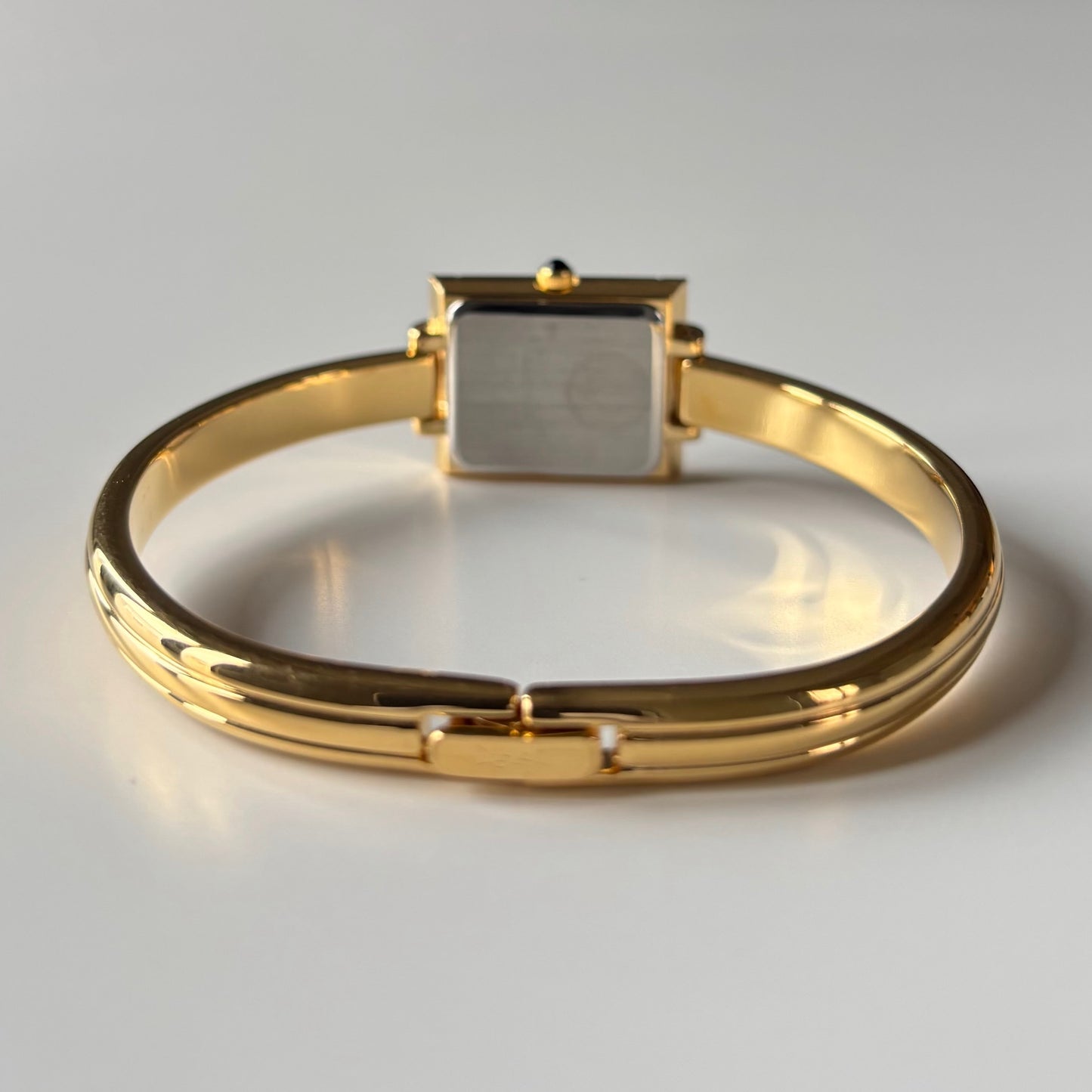 Yves Saint Laurent 1990s Seashell Dial Gold Plated Bangle Watch