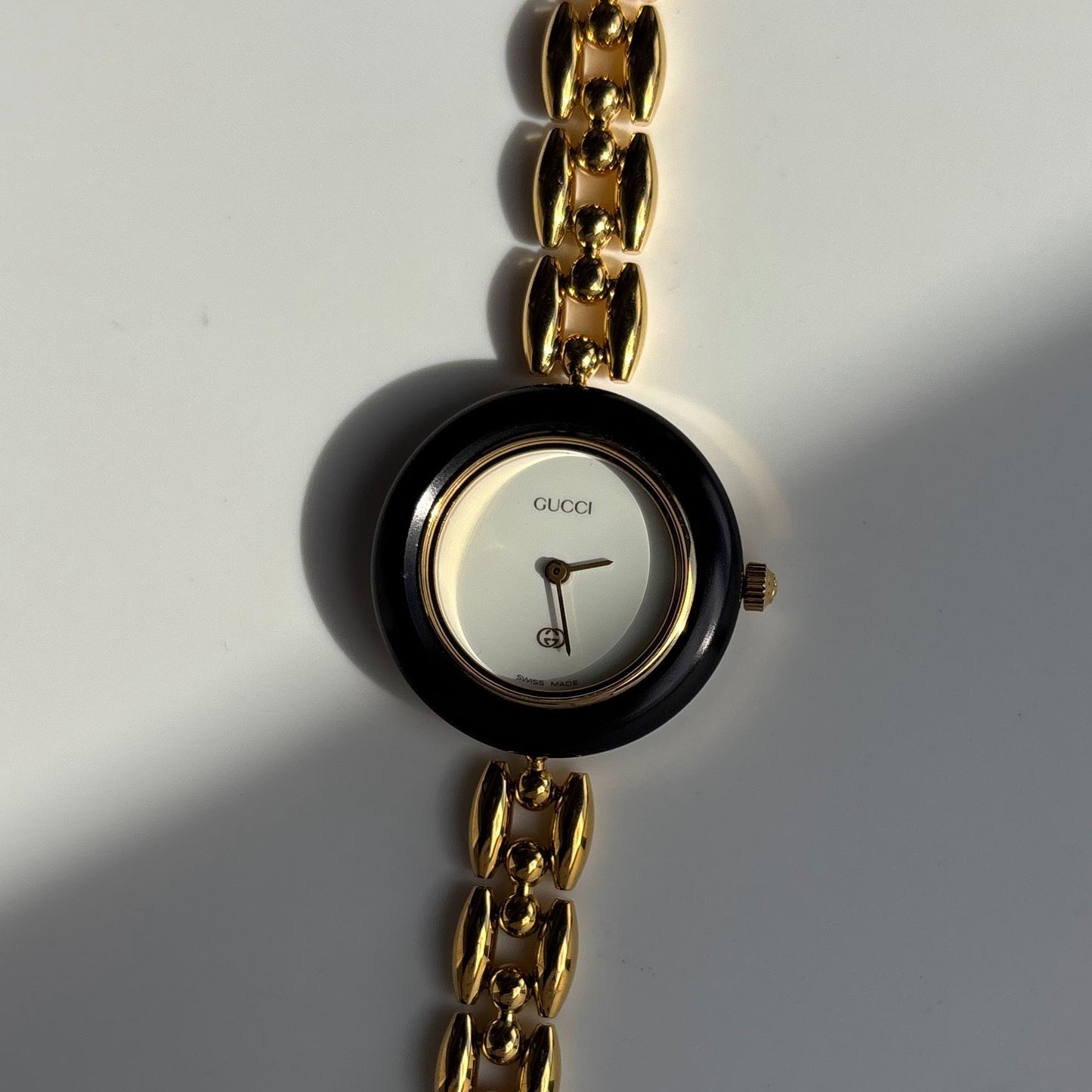 Gucci 1990s Interchangeable Bezel Gold Plated Watch with 6 bezels. case (160mm)